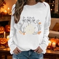 thumbnail image 2 of Gunia Plus Size Pumpkin Womens Halloween Sweatshirt Cat Graphic Sweatshirt Round Neck Long Sleeve Pullover Tops Casual Fall Fashion Trendy Clothes White S-3Xl, 2 of 6