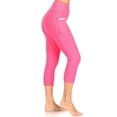 thumbnail image 1 of Women’s Textured Active Capri with High Waist and Side Pockets-Neon Pink M/L, 1 of 3