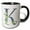 Black/White, variant on 3drose, Blue Monogram Initial K with Pretty Yellow Wild Flowers, 11oz Two-tone Green Mug