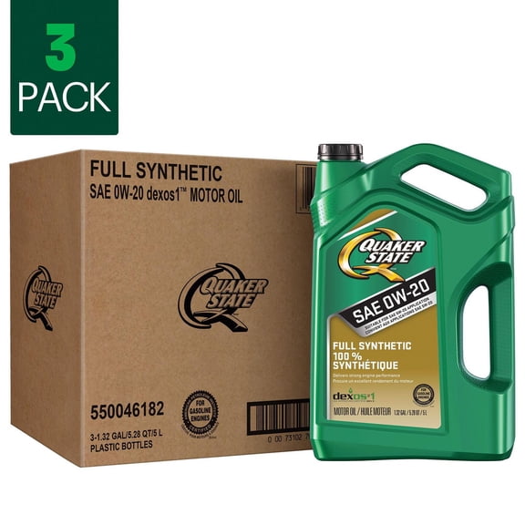 Huile moteur Quaker State 100 % synthétique SAE 0W-20, 5 litres (caisse de 3)