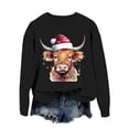 thumbnail image 1 of Chandail en Molleton Décontracté à Manches Longues pour Femmes, Imprimé Vache Western de Noël, 1 of 4