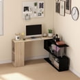 thumbnail image 2 of HOMCOM 55" L-Shaped Desk 360° Rotating Corner Computer Desk for Home Office, 2 of 10