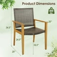 thumbnail image 3 of Gymax Outdoor Rattan Chair Set of 4 Patio PE Wicker Dining Chairs w/ Sturdy Acacia Wood Frame, 3 of 9