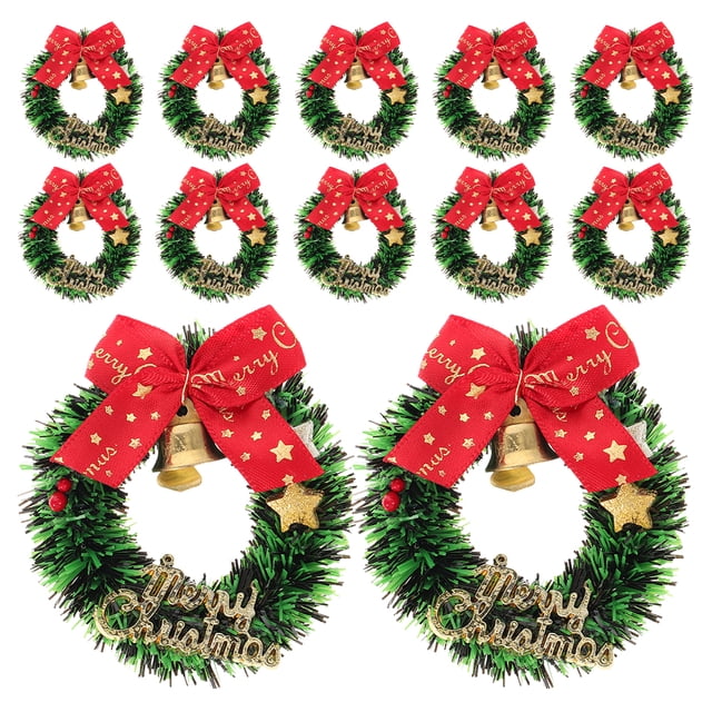 12 mini coronas navideñas para decorar el árbol de Navidad. Guirnalda navideña, adorno colgante, corona pequeña.