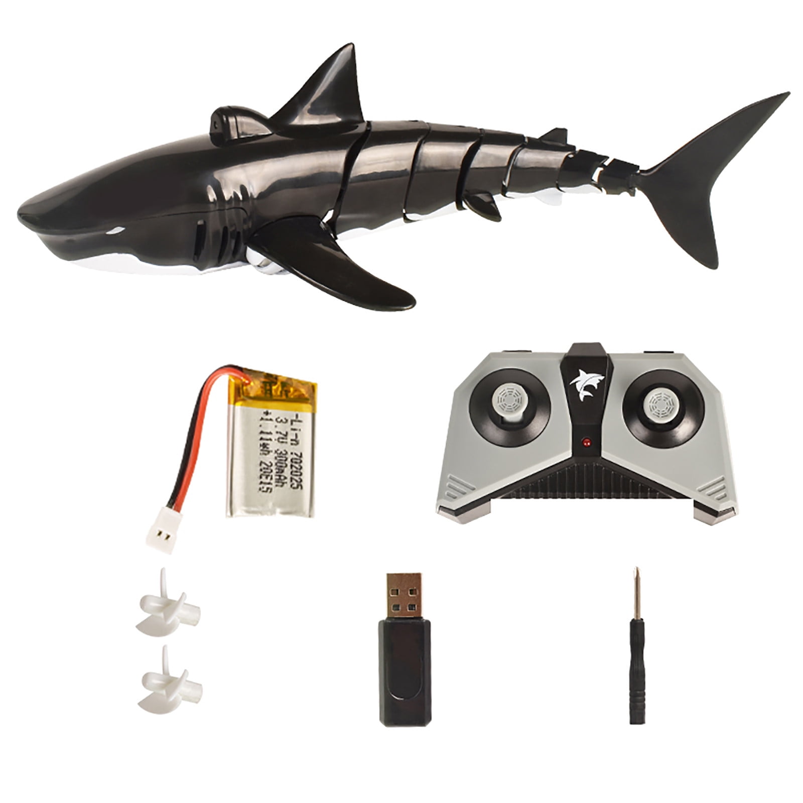 N/C Radio Remote Control Electronic Shark Fish Boat Durable 4 Channel ...