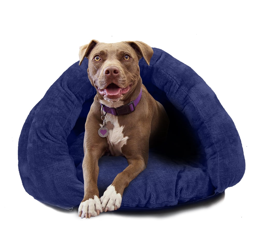 Birdsong The Original Cuddle Pouch Pet Bed (Large), Dog Cave, Covered Hooded Pet Bed, Cosy, for