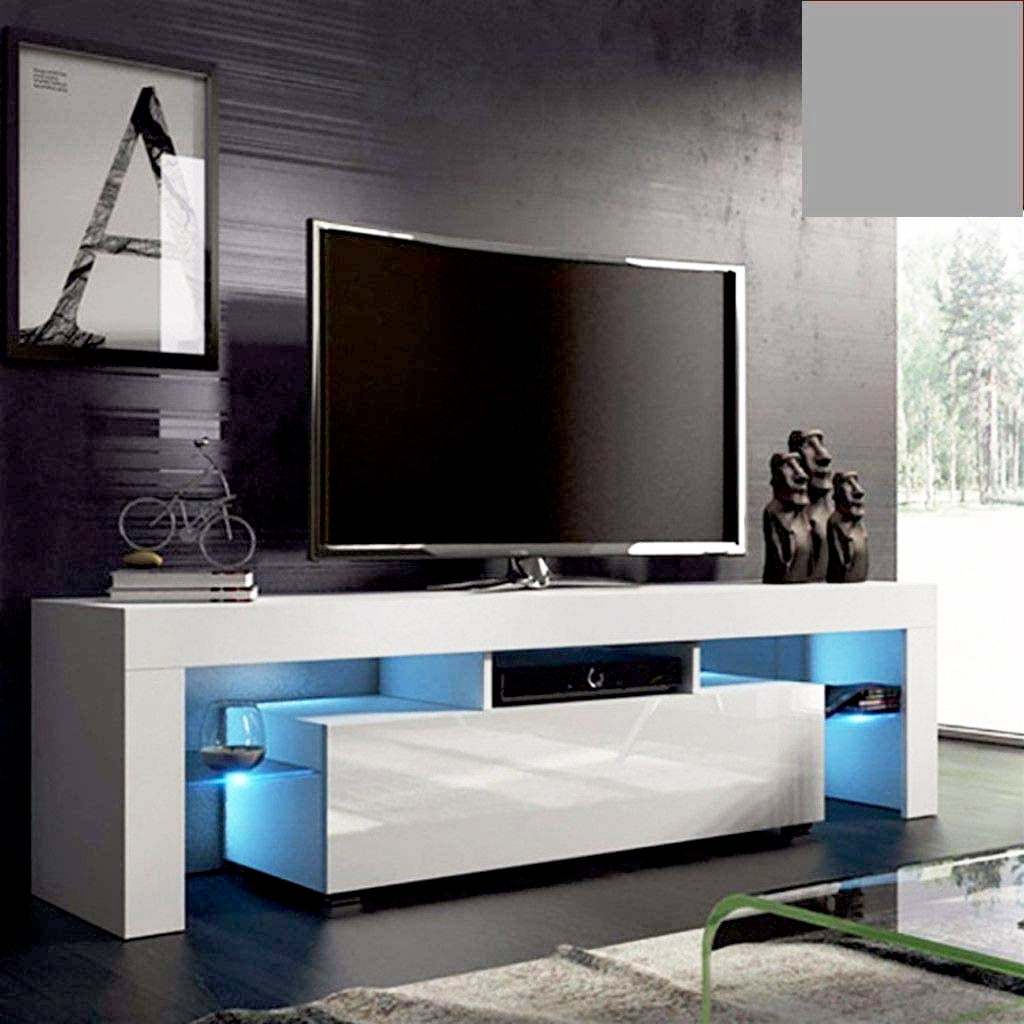 White TV Stand with LED Lights, Corner TV Stand with Storage Drawers