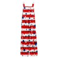 thumbnail image 6 of JULMCOMO 4th of July Jumpsuits for Women Independence Day Cotton Linen Patriotic Long Pants American Flag Sleeveless Wide Leg 1776 Overalls with Pockets Vermilion L, 6 of 6