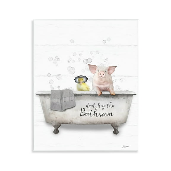 Stupell Industries Don't Hog Bathroom Typography Painting Unframed Art Print Wall Art, 11 x 14