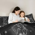 thumbnail image 5 of Manfei Chic Dandelion Full Size Comforter Sets,Wild Butterflies Bedding Comforter Set,Black Sliver Bedding Sets For Girl,Luxury Bedroom Decor Reversible,3 Pieces, 5 of 8