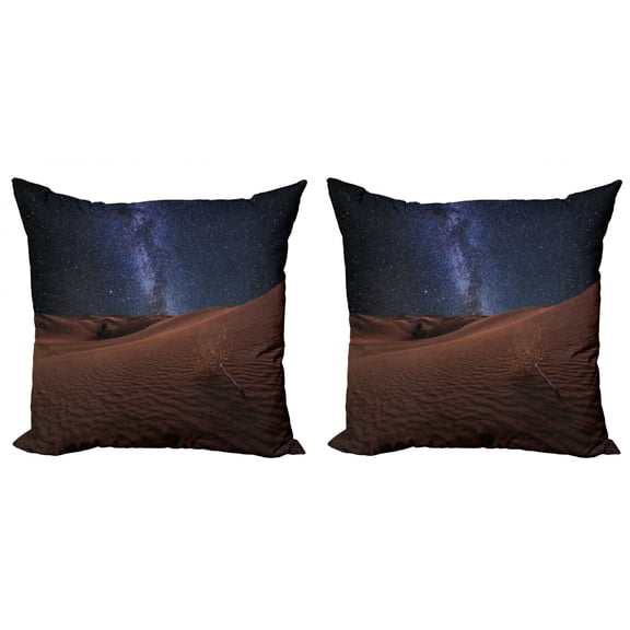Ambesonne Space Throw Pillow Cover 2 Pack, Desert Lunar Life on Mars, 18", Brown Blue
