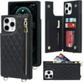 thumbnail image 4 of Crossbody Phone Case for iPhone 11 Pro with Card Holder Slot,iPhone 11 Pro Magnetic Purse Case with Lanyard Strap for Women Men,PU Leather Zipper Lattice Pattern Travel Case 5.8 Inch (Black), 4 of 16