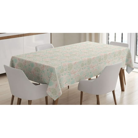 

Floral Tablecloth Vintage Soft Greenery Dotted Background Nature Inspiration Image Rectangle Satin Table Cover Accent for Dining Room and Kitchen 52 X 70 Pale Green Mint Green by Ambesonne