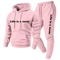 thumbnail image 2 of Men's 2 Piece Sweatsuit Hoodie Tracksuit Set Long Sleeve Pullover Outfit with Pockets Elastic Waist Drawstring Casual Athletic Jogging Gym Running Winter Workout Pink XXL, 2 of 6