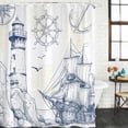 thumbnail image 3 of Nautical Ship Lighthouse Waterproof Fabric Shower Curtain,Ocean Anchor Rudder Lines Art Waterproof Fabric Shower Curtain for Bathroom Curtains Bathtubs Shower Curtains with 12 Hooks Extra Long 72x96, 3 of 8