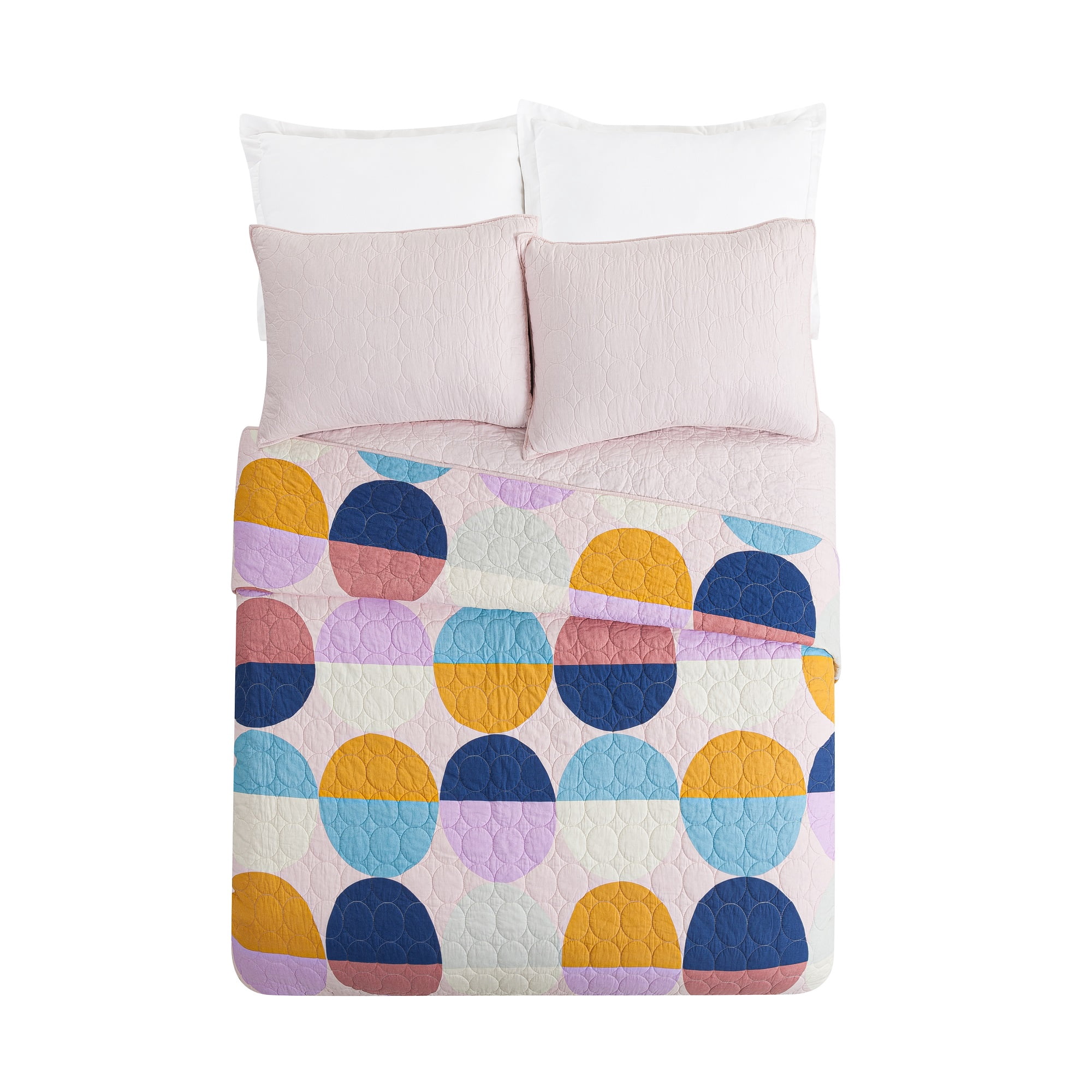 Makers Collective Circles Pink 3-Piece Quilt Set, King