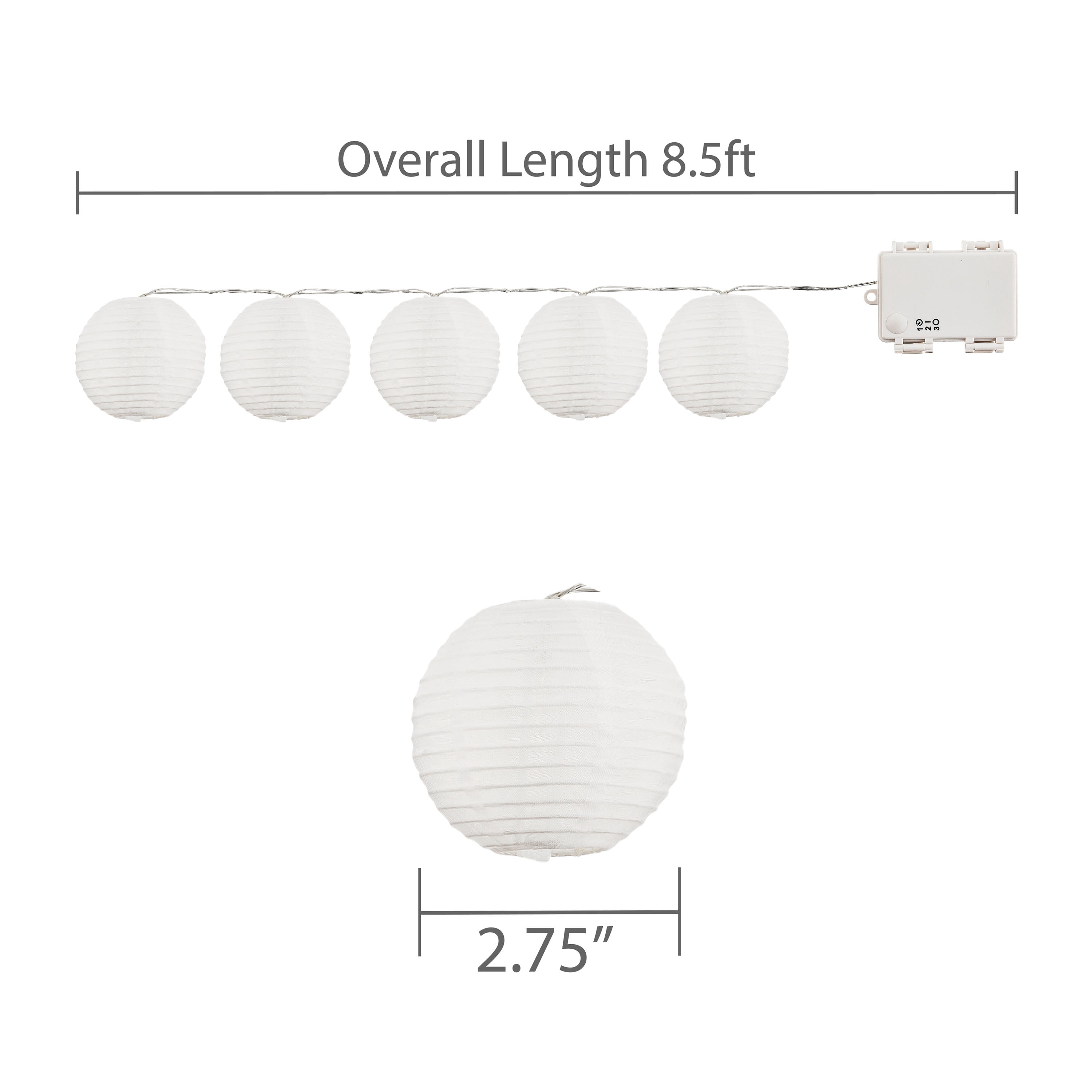 Warm White Battery-Operated LED Lantern Lights, 7.5', by Way To Celebrate