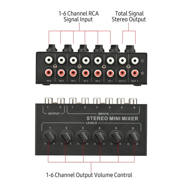 Mixer,Stereo No 6 Channel Rca Portable Audio 6 2 Out Stereo