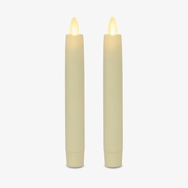 Vela cónica sin llama Luminara Ivory de 1 x 15 cm, paquete de 2