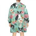 thumbnail image 2 of Wearable Oversized Blanket,Boston Terrier Floral Flowers Wearable Blanket Hoodie for Adults,Cozy Hooded Blankets with Super Pockets,Super Warm Fuzzy Pullover for Women & Men, 2 of 6