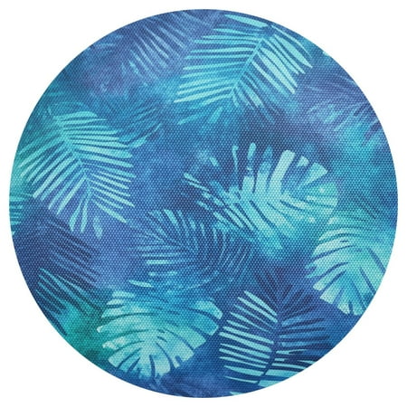 

Blue Fern Print 4-Piece 15.4in Heat-Proof PVC Plate Mats Easy Cut and Clean for Family Use