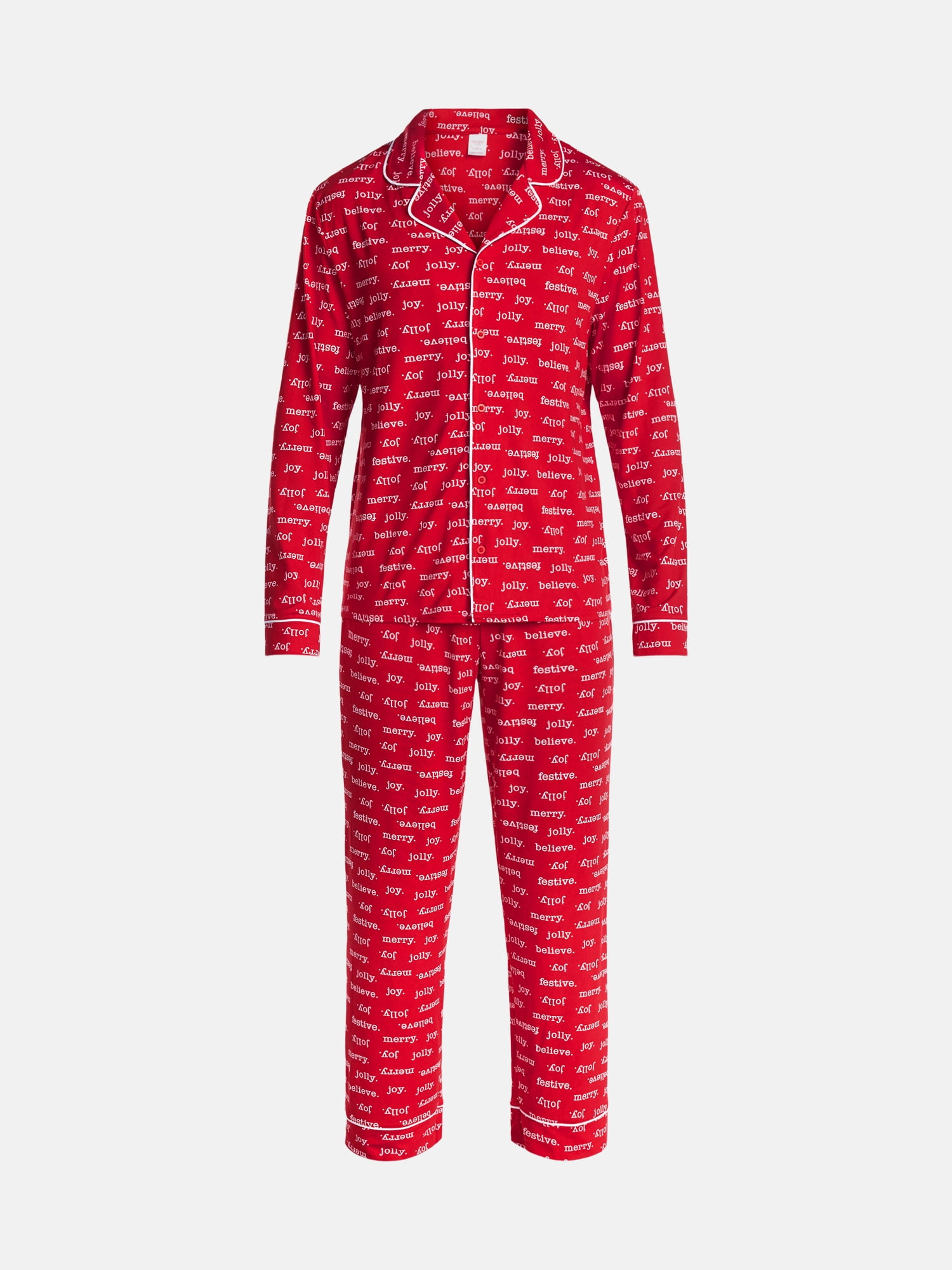 Holiday Time Matching Family Sleepwear Men's Notch Top and Pants Pajama Set, 2-Piece, Sizes S-3XL