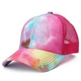 thumbnail image 2 of Ponytail Baseball Cap Mesh, Tie-Dye Baseball Caps Unisex Outdoor Breathable Cap Sun Hat Cap for Women and Men (One Size, Hot Pink), 2 of 4
