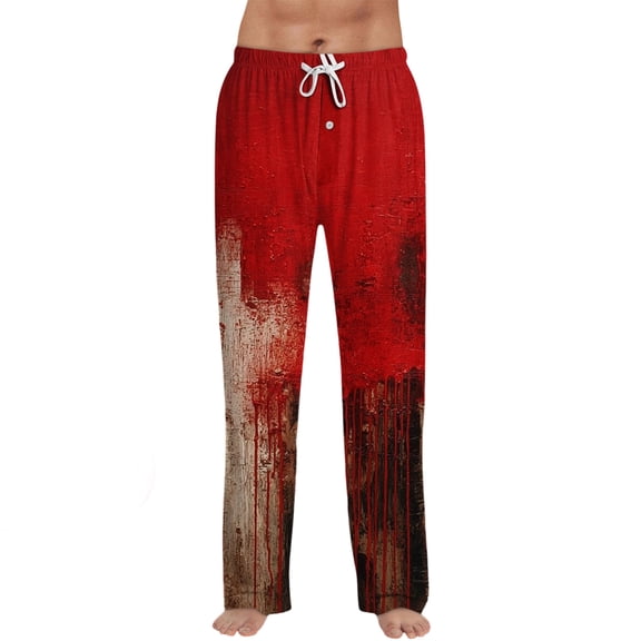 Satingcolo Mens Pajama Pants Soft Lightweight Men's Pajama Bottoms Sleep Lounge Pants For Men With Halloween Printed
