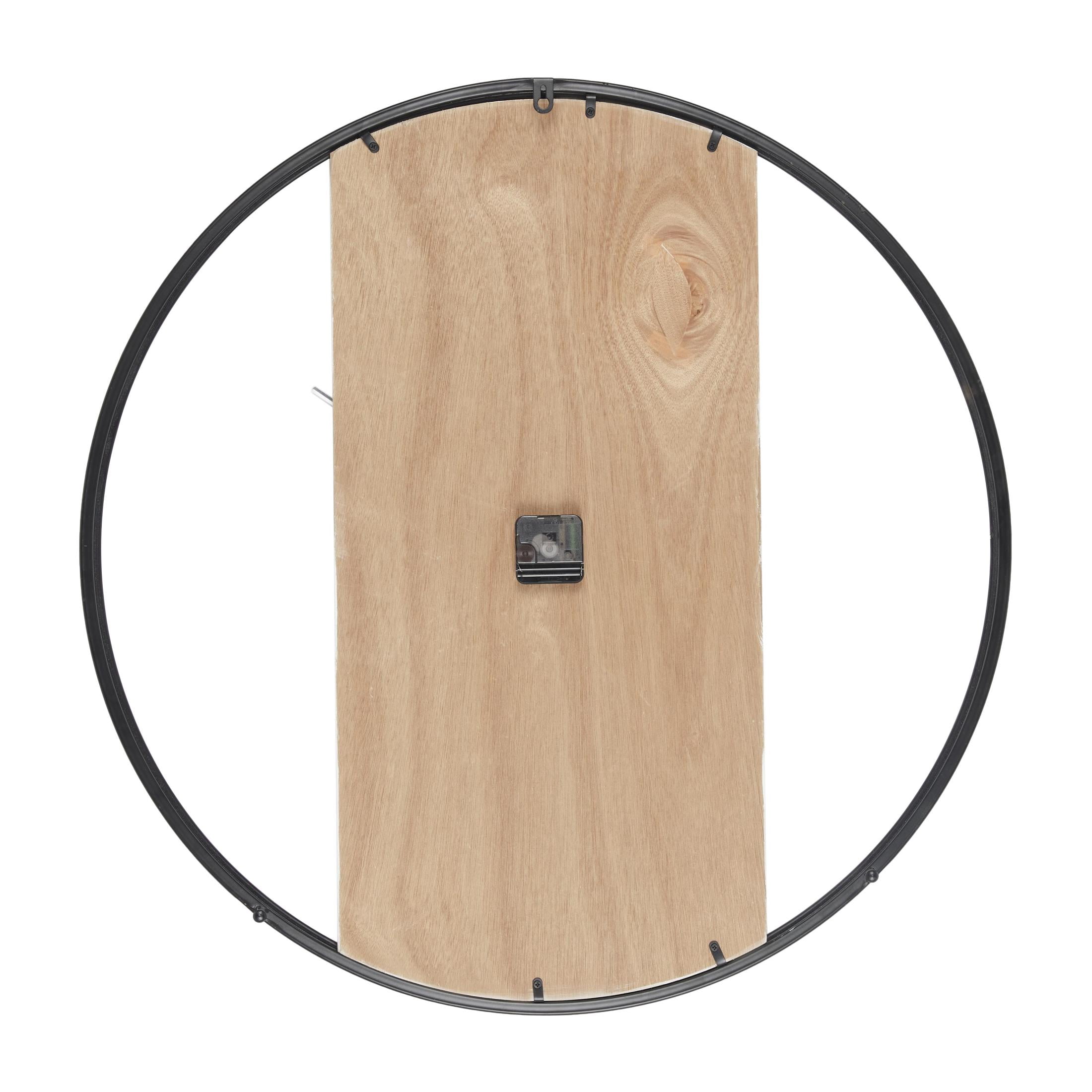 DecMode 30" White Wood Geometric Art Deco Inspired Line Art Wall Clock with Black Accents