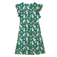 thumbnail image 5 of Ynynloco Girl's Summer Bunny Floral Print Dress Ruffle High Waist Ruched Sweetheart A Line Spring Dress, 5 of 7
