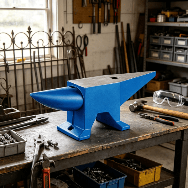 44 lbs Single Horn Steel Anvil with Round & Square Holes, Rugged Blacksmith Forge Tool for Jewelers & Metalsmiths