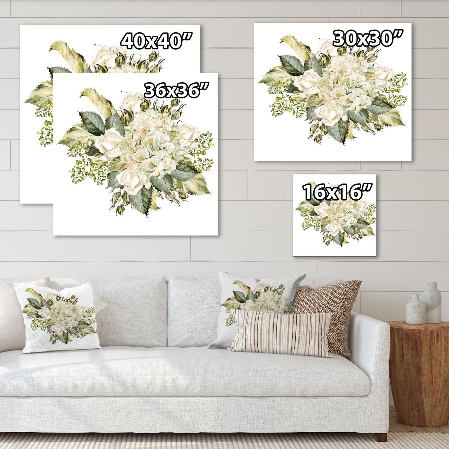 Designart Beautiful Bouquet With Hudrangea and Roses Canvas Wall Art