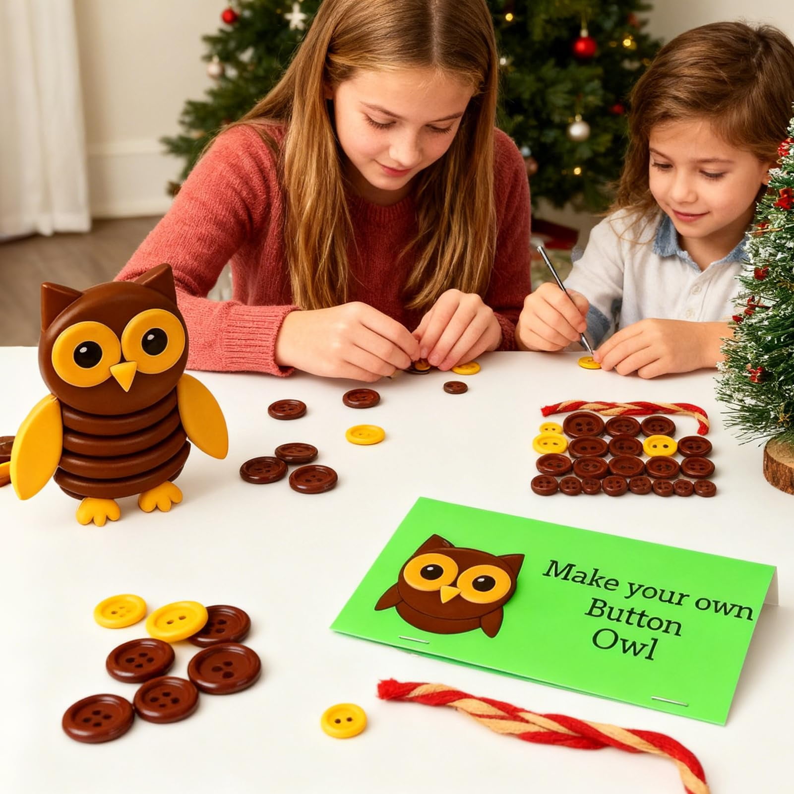 DIY Button Animal Craft Kit, Funny Christmas Button Ornament Decor Kit, Unique Animal Theme Three-Dimensional Hanging Decoration, DIY Animal Buttons Ornament, Gift for Craft Lover (5PCS)