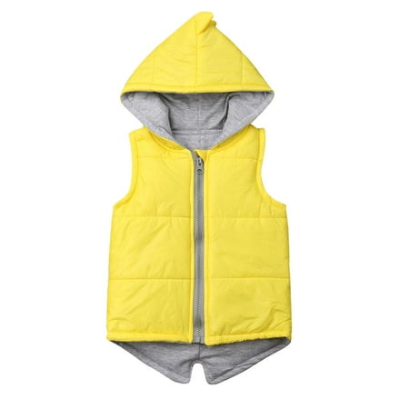 

Xingqing Toddler Baby Boy Girl Fall Winter Vest Coat Dinosaur Vest Zip Hoodie Outwear Jacket