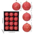 thumbnail image 3 of 12 Pack Vintage Christmas Ornaments, 8Cm Embossed Gold Shatterproof Baubles, Antique Style Hanging Tree Decor Balls for Xmas Holiday Display, Red, 3 of 6