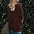 thumbnail image 5 of jsaierl Womens Waffle Knit Tunic Blouse Tie Knot Henley Tops Loose V-Neck Fitting Bat Wing Plain Shirts, 5 of 9