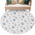 thumbnail image 2 of Spring Floral Round Living Room Rugs 6 ft, Watercolor Blue Flowers Modern Farmhouse Washable Area Rug with Non-Slip Sturdy Edge Binding Round Carpet for Kitchen Office Bedroom, 2 of 9