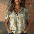 thumbnail image 3 of Womens Spring Summer Shirts Cotton Printed Fashion Casual Short Sleeve Shirts for Women, 3 of 3