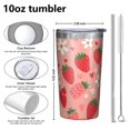 thumbnail image 4 of Pink Strawberry Plants Fruit 10oz Tumblers Stainless Steel Tumbler with Lid and Straw,Vacuum Insulated Double Wall Travel Tumbler Cups with Cleaning Brush for Coffee, Tea, 4 of 4