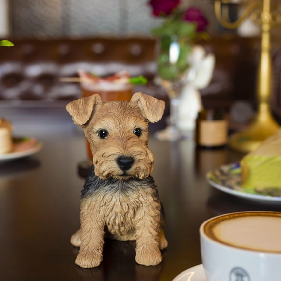 SOREAL Brown Welsh terrier Decorative Puppy Figurine for Home & Garden Décor, Handpainted Polyresin Dog Statue, Realistic Design | Gift for Dog Lovers | Weather-Resistant Indoor/Outdoor Decor