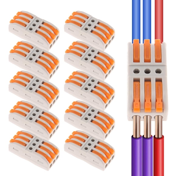 Conectores de cable con palanca DIANN, 10 piezas, 3 circuitos, 28-12 AWG
