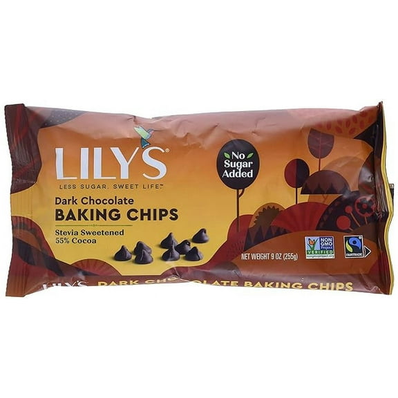 Lily's Sweets, Dark Chocolate Baking Chips, 9 Ounce