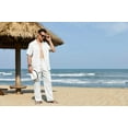 thumbnail image 5 of COOFANDY Men's 2 Piece Casual Linen Outfit - Beach Button Down Shirt & Loose Pant Sets, 5 of 14