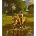 thumbnail image 2 of Harold Harvey 15x17 Black Ornate Wood Framed Double Matted Museum Art Print Titled - The Watering Place, 2 of 5