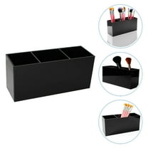 OUNONA Pen Organizer Desktop Makeup Brush Storage Box Acrylic Pen Holder (Black)