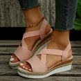 thumbnail image 2 of Womens Flat sandals with Criss Cross Strap Open Toe Breathable Dressy Sandals Causal Slip-on Summer Shoes, 2 of 7