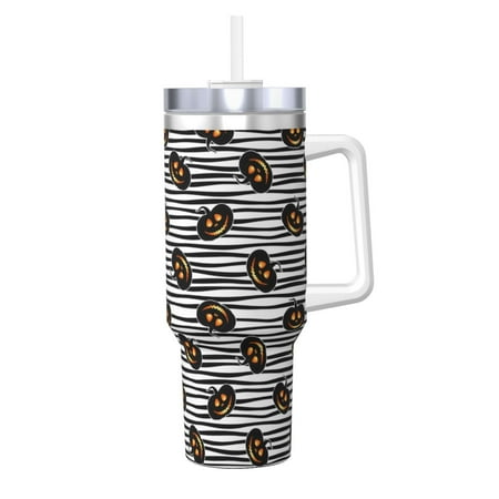 

Goofa Haloween Pumpkins Print 40oz Ice Bully With Handle And Straw Stainless Steel Vacuum Insulated Cup And 2 In 1 Straw Lid