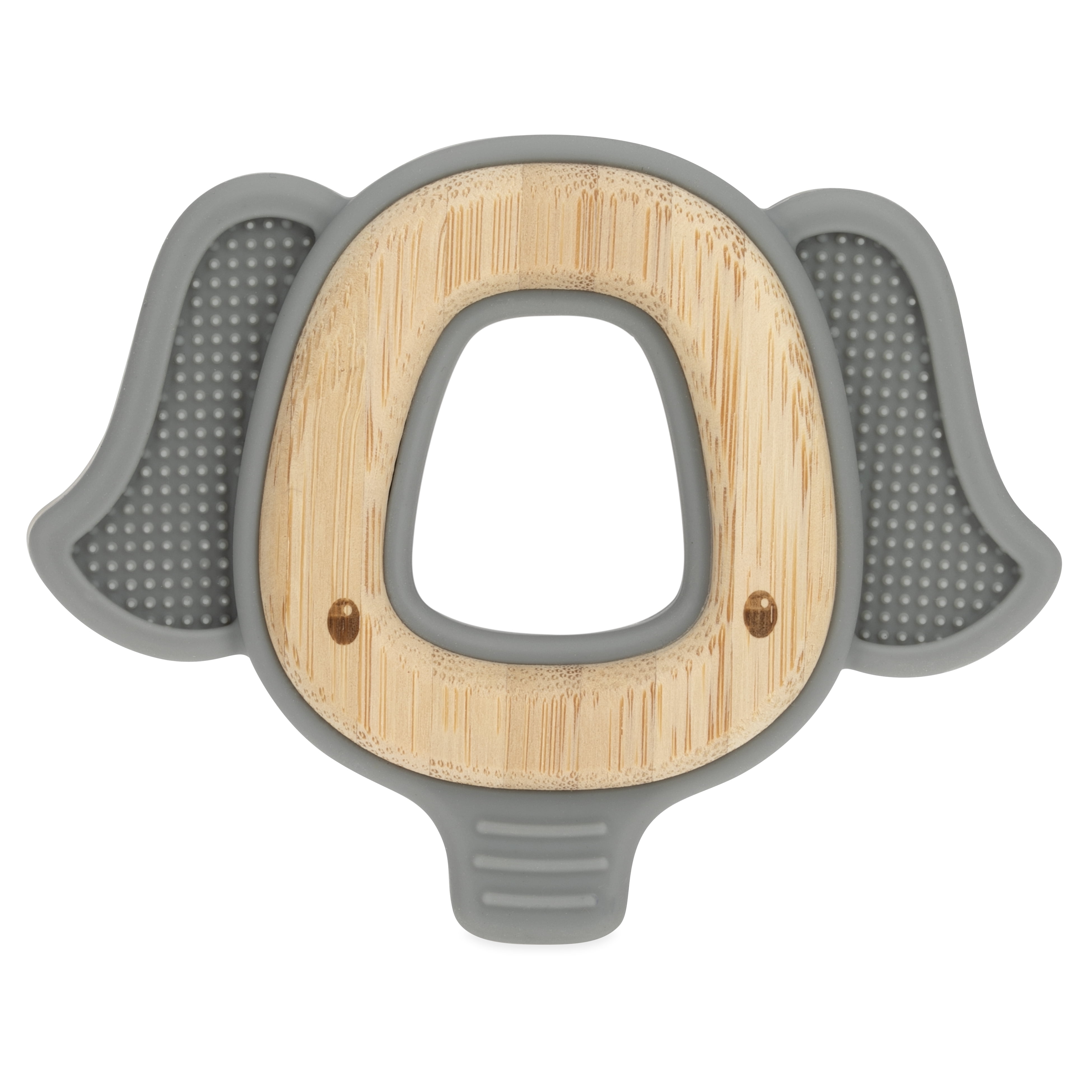 Nuby Natural Silicone and Wood Teether, Grey Elephant