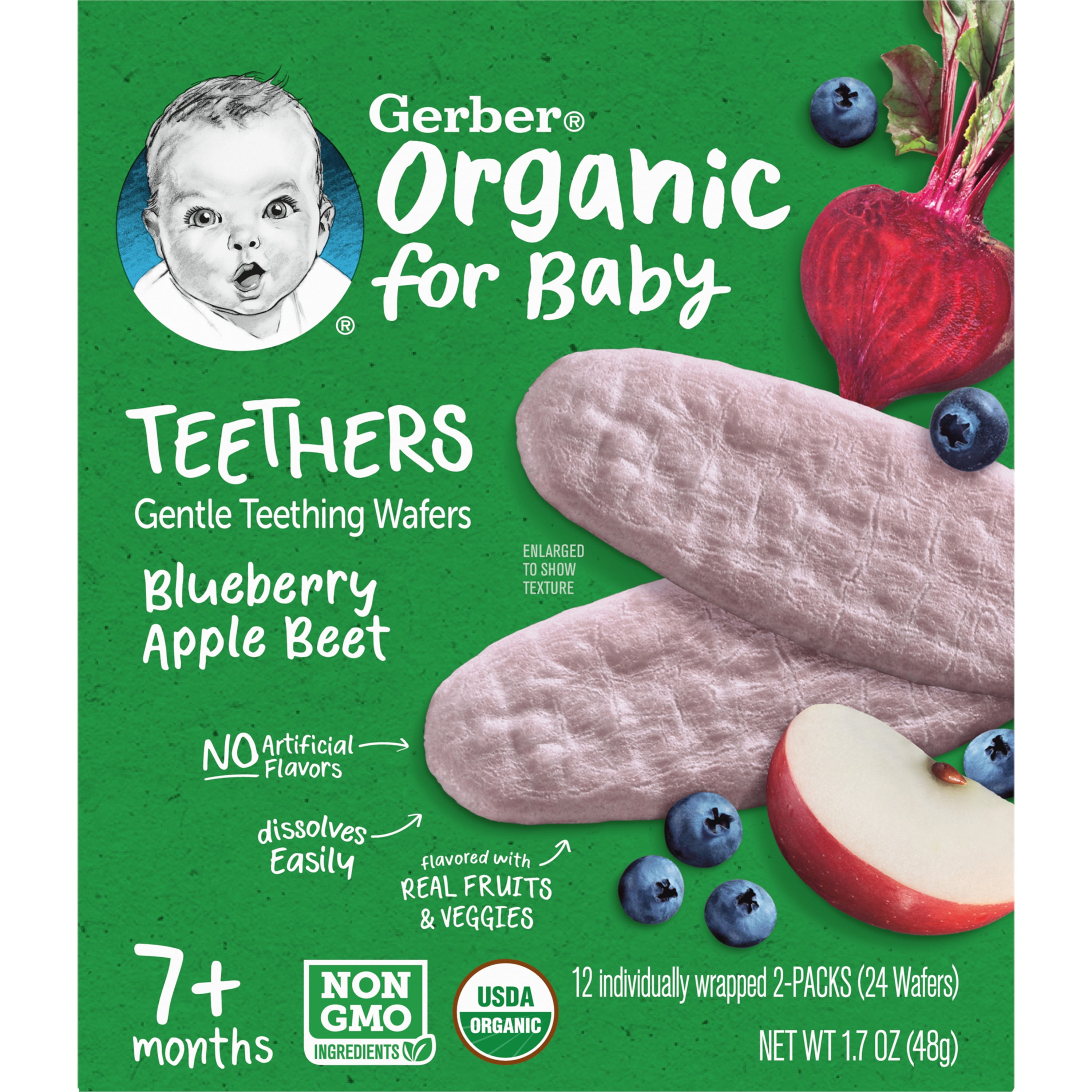 Gerber 2nd Foods Organic for Baby Teethers, Blueberry Apple Beet, 1.7 oz Box (12 Pack)