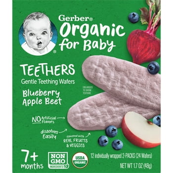 Gerber 2nd Foods  for Baby Teethers, Blueberry Apple Beet, 1.7 oz Box (12 Pack)